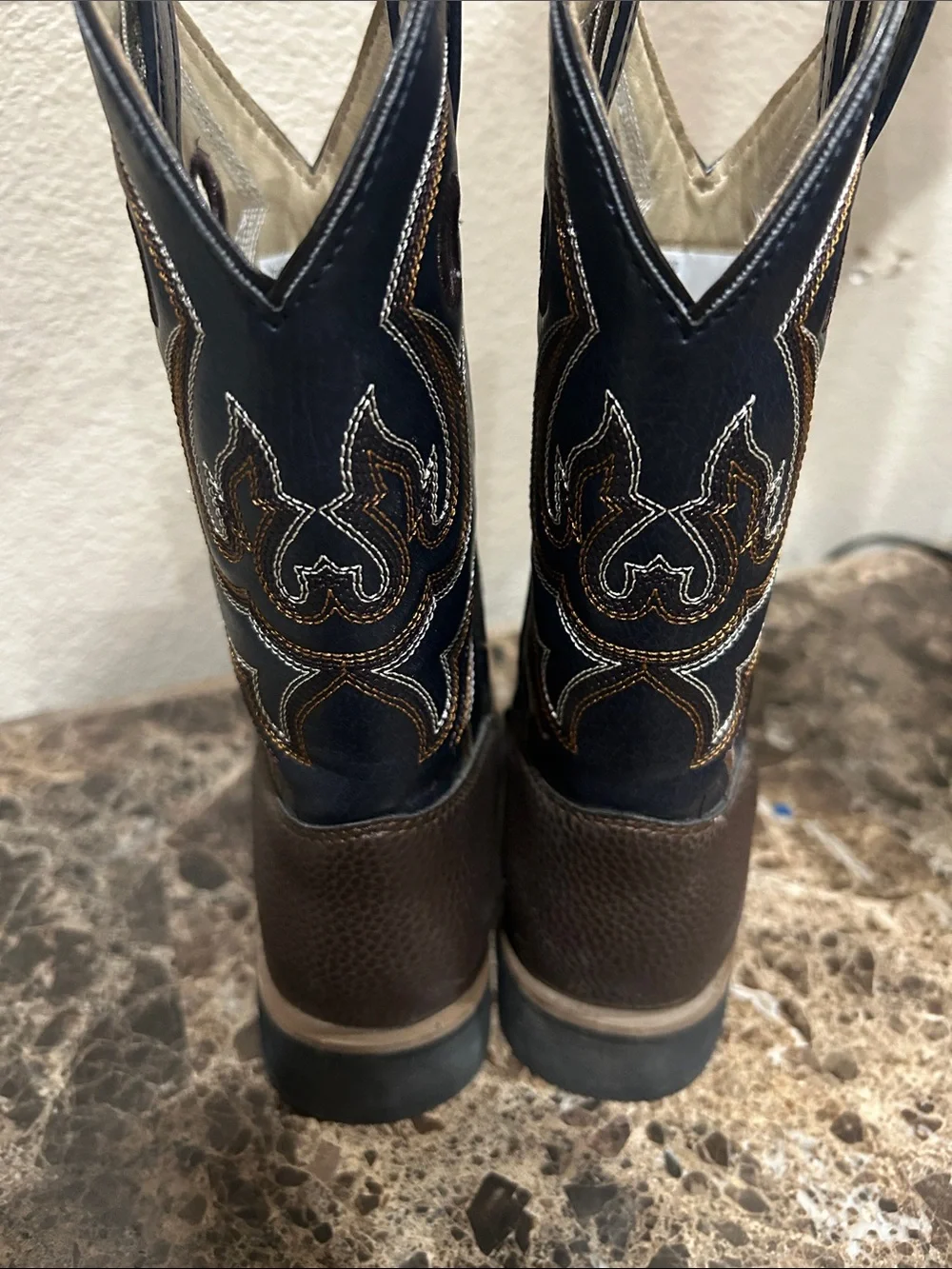 Magellan Outdoors Brown and Navy Western Work Boots